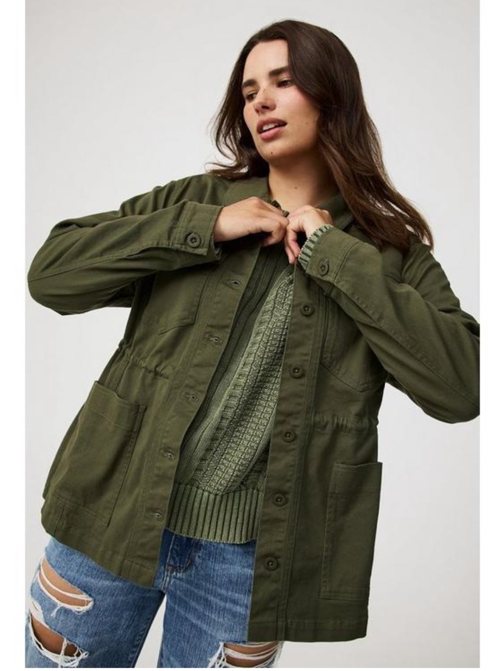 torrid Olive Utility Jacket with Patch Pockets